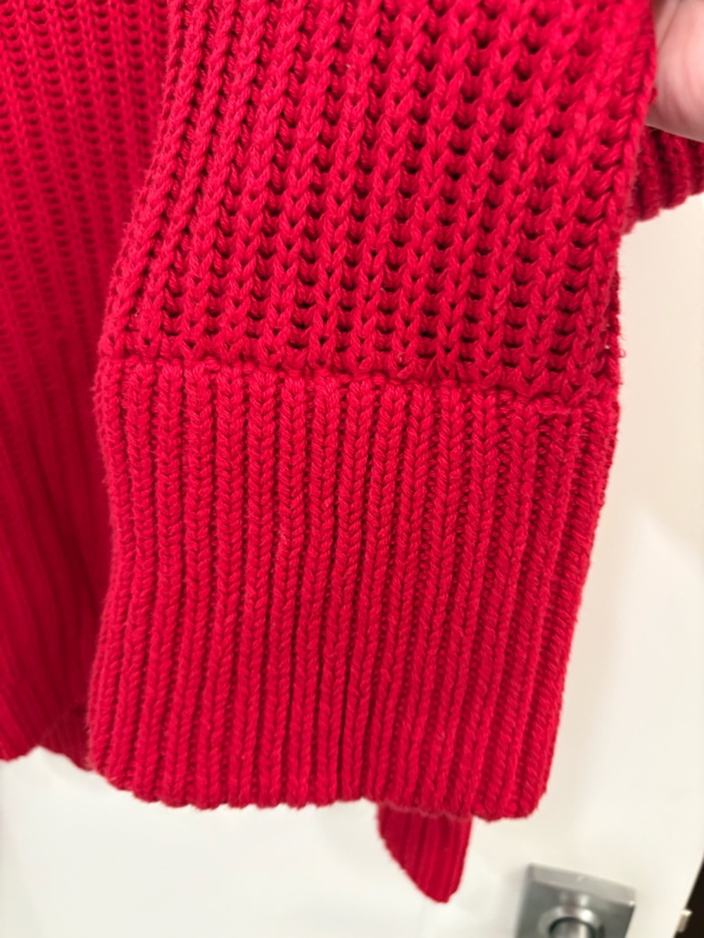 J.Crew Knit Heritage Cotton Fisherman Crewneck Sweater in Racing Red Sz Medium - Picture 8 of 16